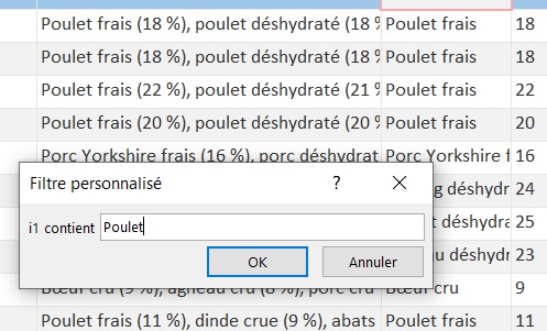 Filtres dans la base de données