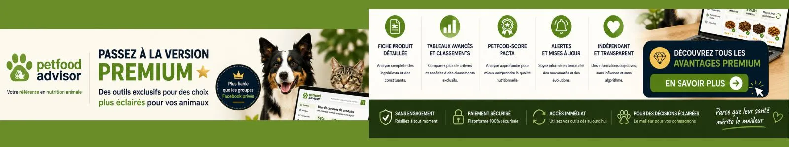 Découvrez les abonnements premium Petfood Advisor